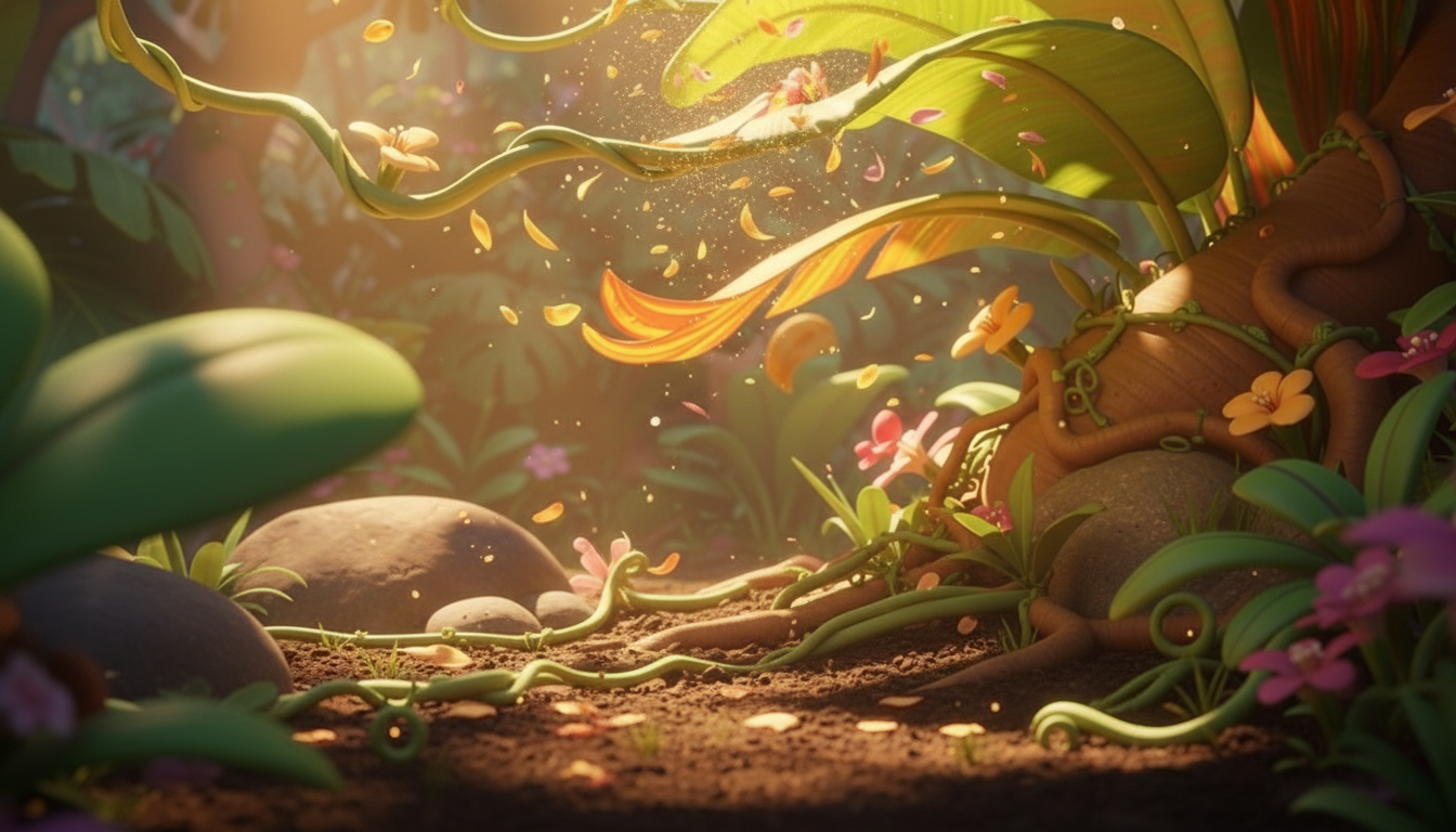 The Giggling Jungle — a scene from Olivia and the Laughing Leaves